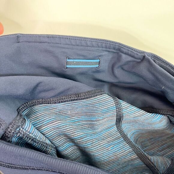 Lululemon Leggings Run For Fun Cropped Women 6 Wee Space Stripe Inkwell Blue - Picture 8 of 9